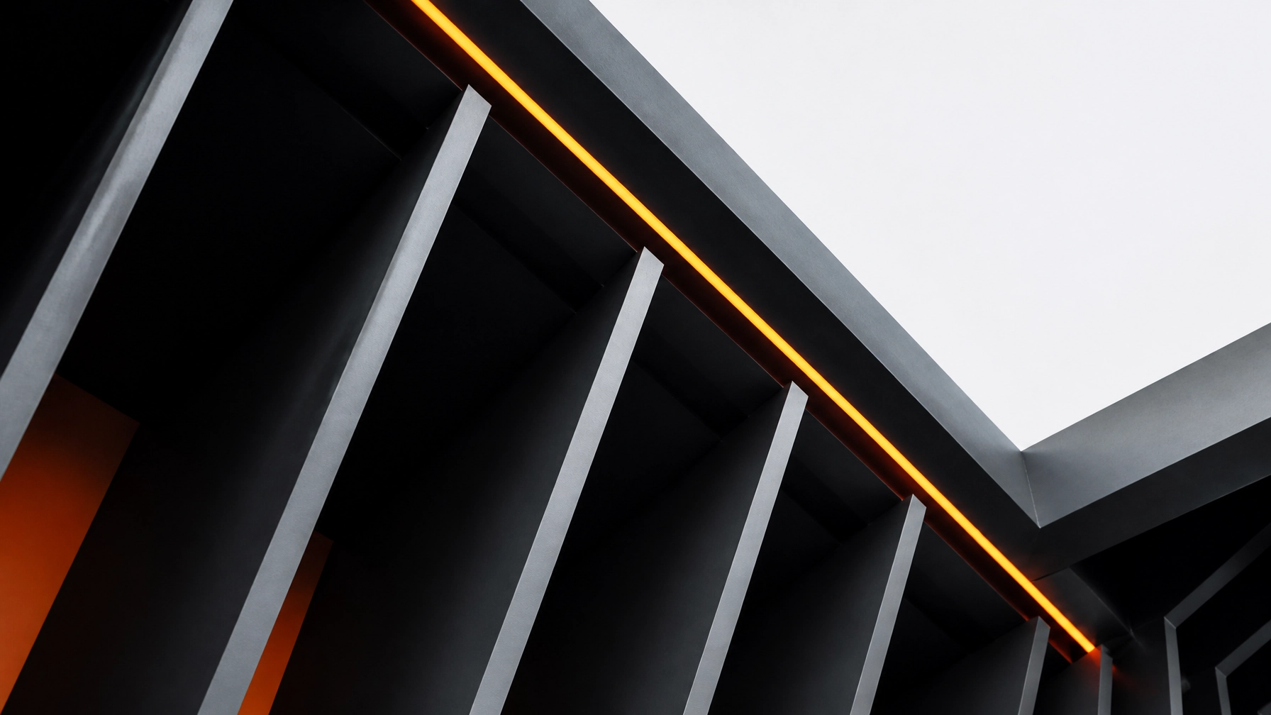 Modern abstract architecture with orange accents