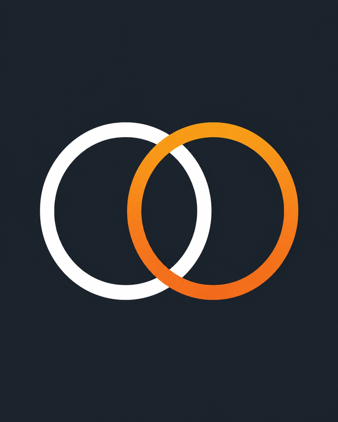 Abstract collaboration symbol in orange and white