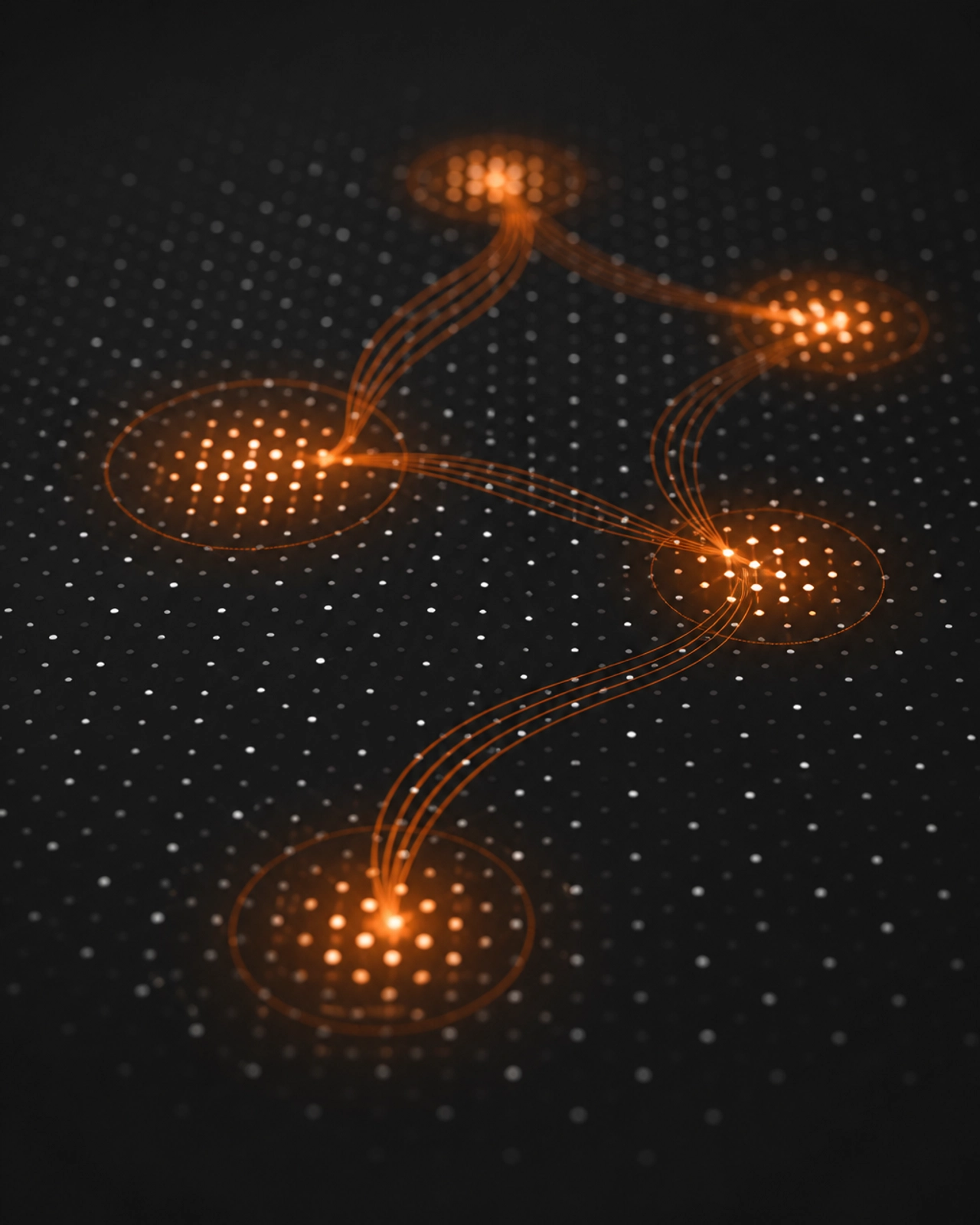 Abstract representation of data clustering using GiantByte brand colors