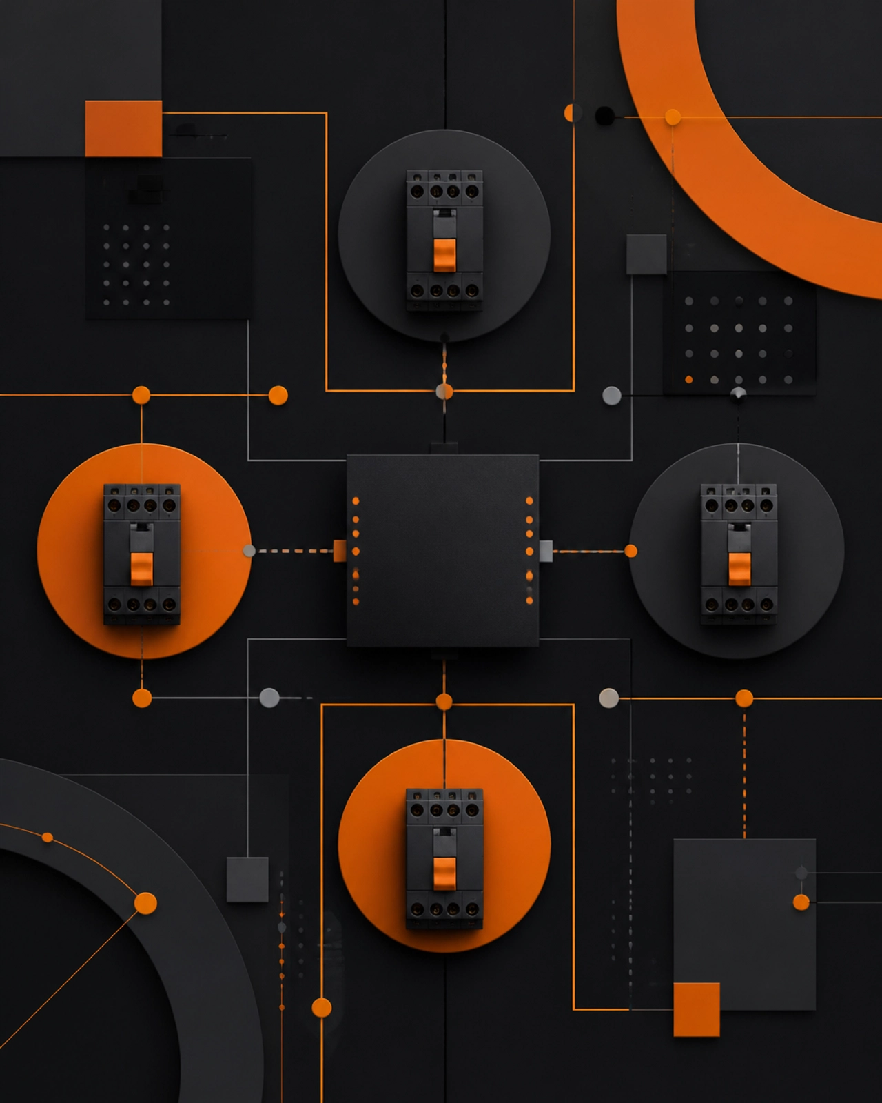 Abstract geometric paths representing the integration between software logic and industrial hardware.