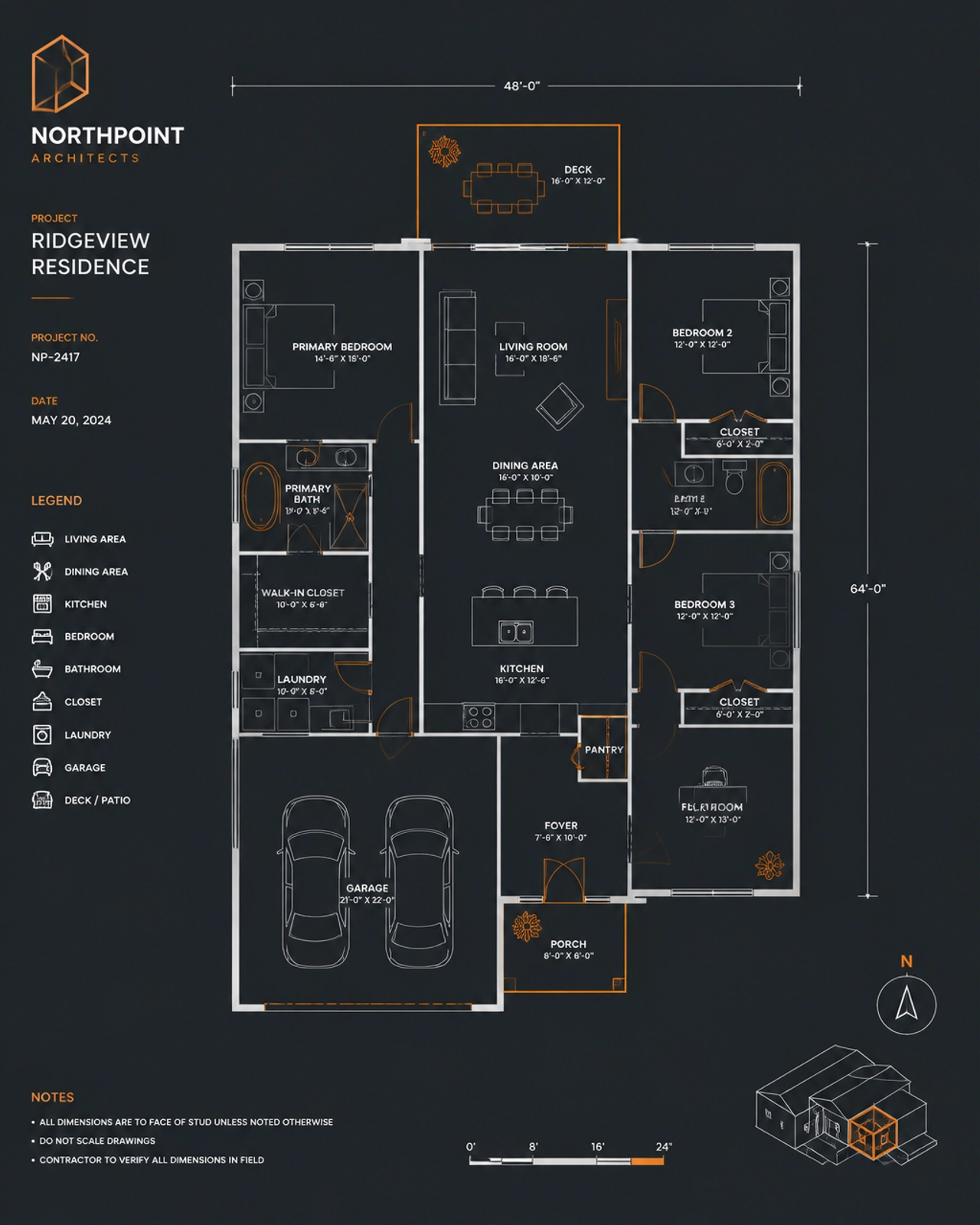 Digital blueprint graphic in white and orange