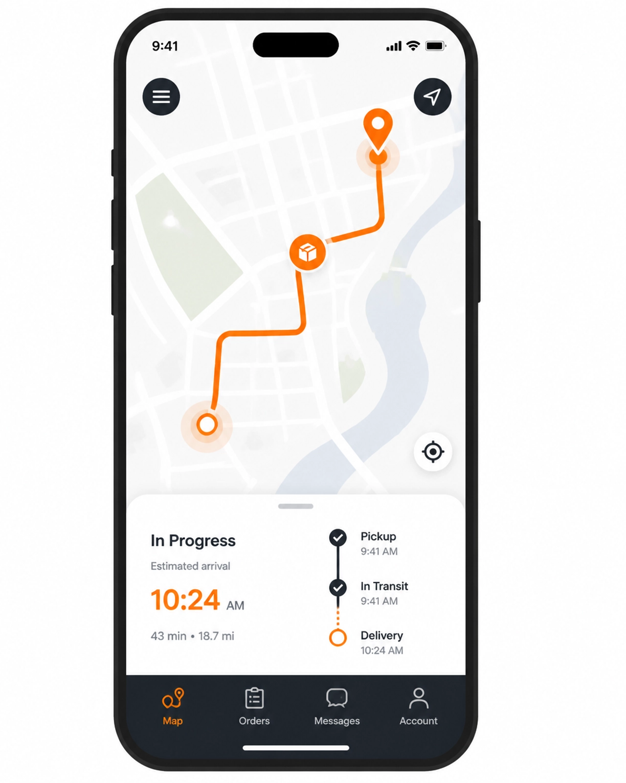 Minimalist mobile UI abstraction showing route mapping