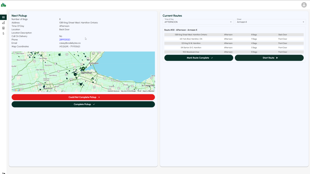 Depot Dash driver portal showing route planning and controls inside Edmonton software development case studies.